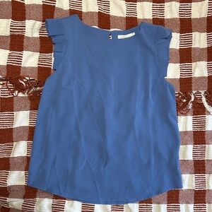 Blue Ruffle Sleeve Dress Blouse